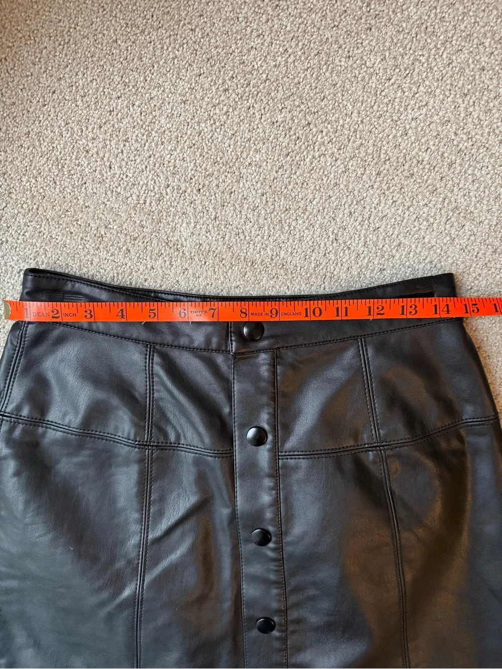 Free People “Oh Snap” Black Vegan Leather Snap Front Mini Skirt - Size 4